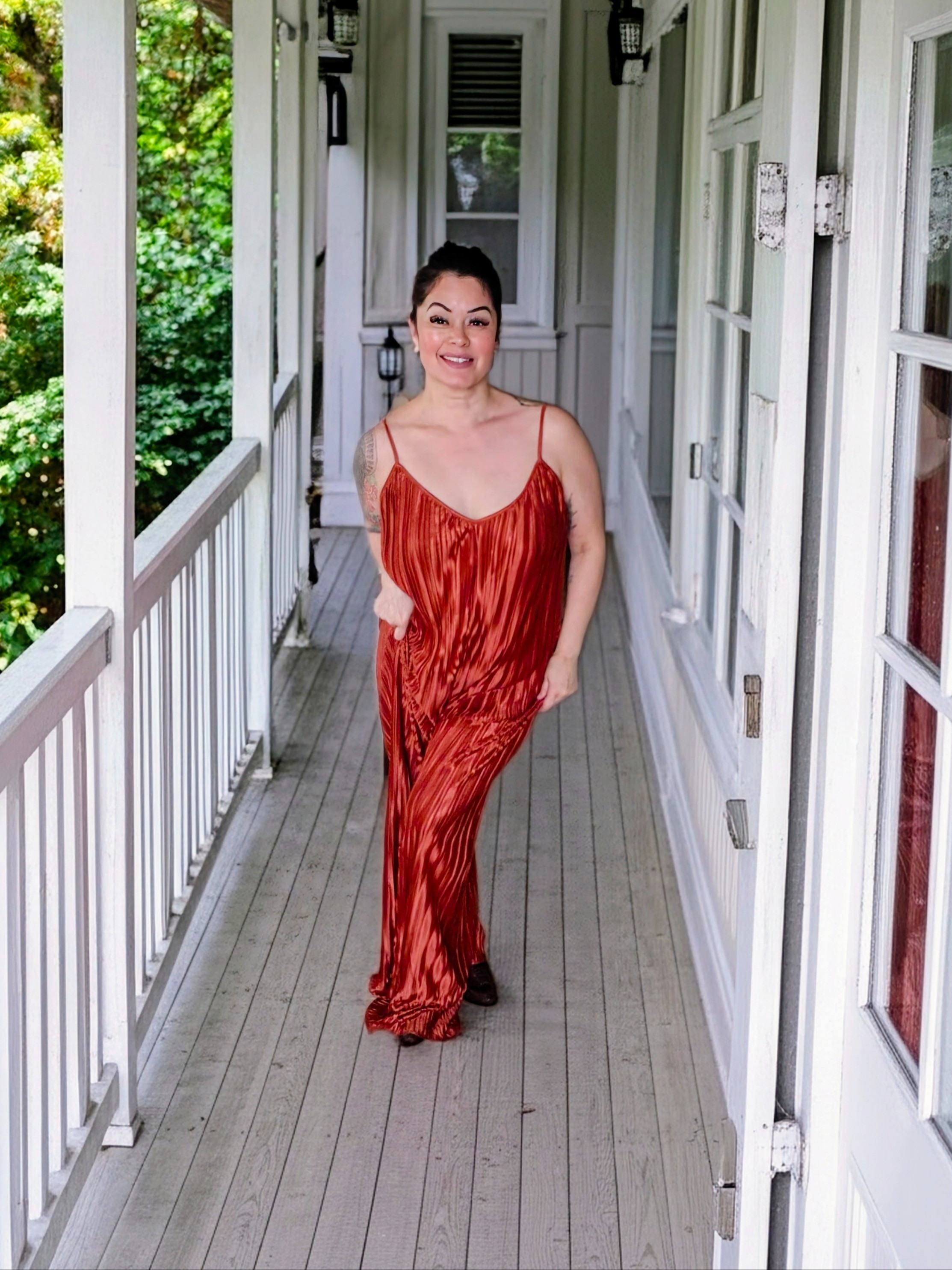 Elevate your event style with this stunning pleated two-piece set in a gorgeous rust copper. This look offers the perfect blend of comfort and high-end texture. I’ve styled it here with a vintage-inspired paisley blazer for a sophisticated layer, but it’s just as powerful on its own! Ideal for a sunset dinner or a spring gallery opening.​Shop the look: Use code ALISAVE35 at checkout!

#LTKgrwm #LTKWorkwear #LTKWedding