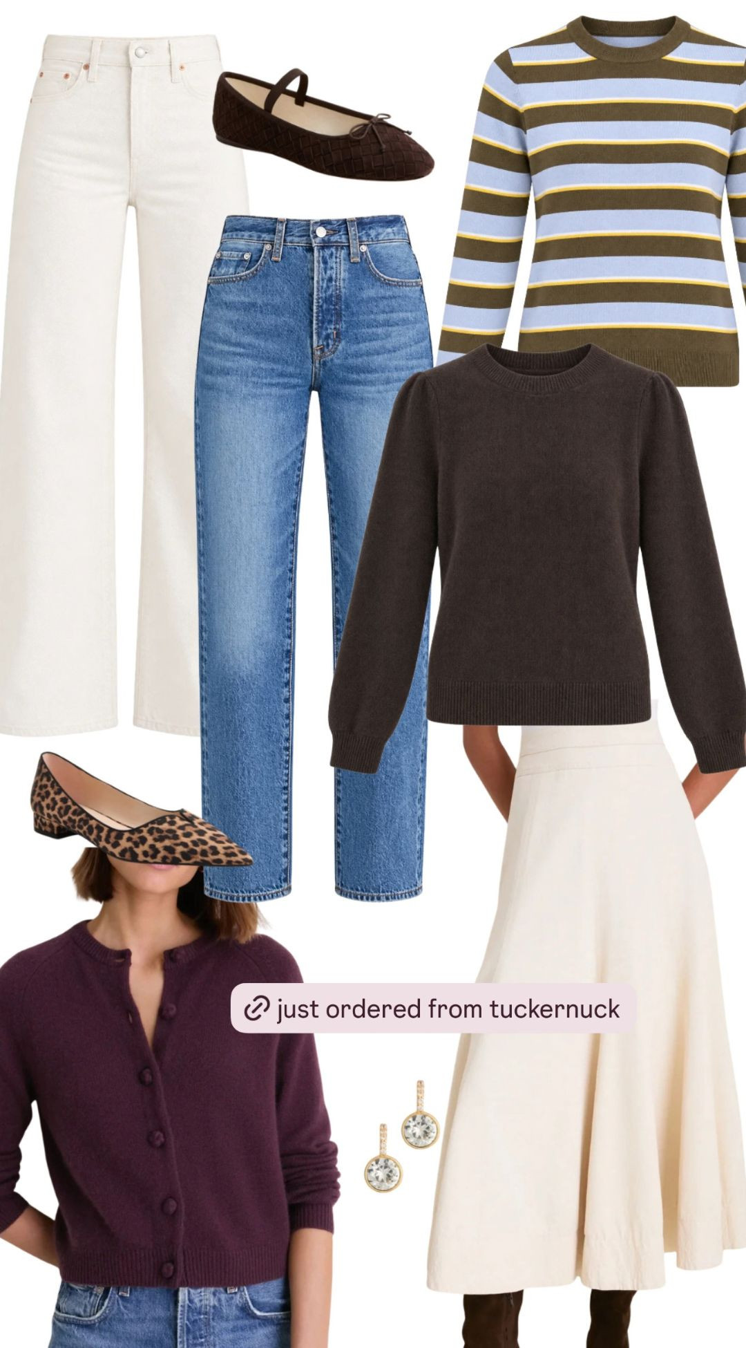 just ordered from tuckernuck and apparently i’m fully in my fall staples era. really good denim, chocolate brown knits, an ecru midi skirt + a few fun flats mixed in. i love that everything can be worn a bunch of different ways and easily mixed with pieces already in my closet. 

 #LTKSeasonal