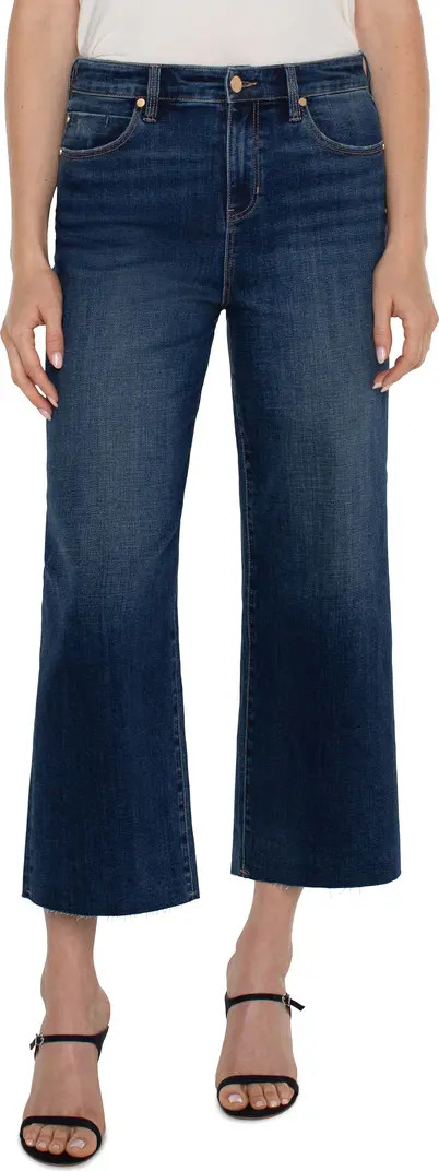 Stride Raw Hem High Waist Crop Wide Leg Jeans | Nordstrom