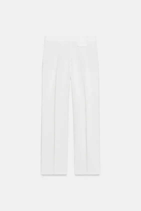 ZARA WOMAN COLLECTIONTrousers made from a yarn containing 21% linen. Mid-waist with belt loops. S... | Zara UK