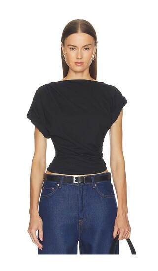 The Line by K Francine Pleated Short Sleeve T-shirt in Black. - size L | Revolve Clothing (Global)