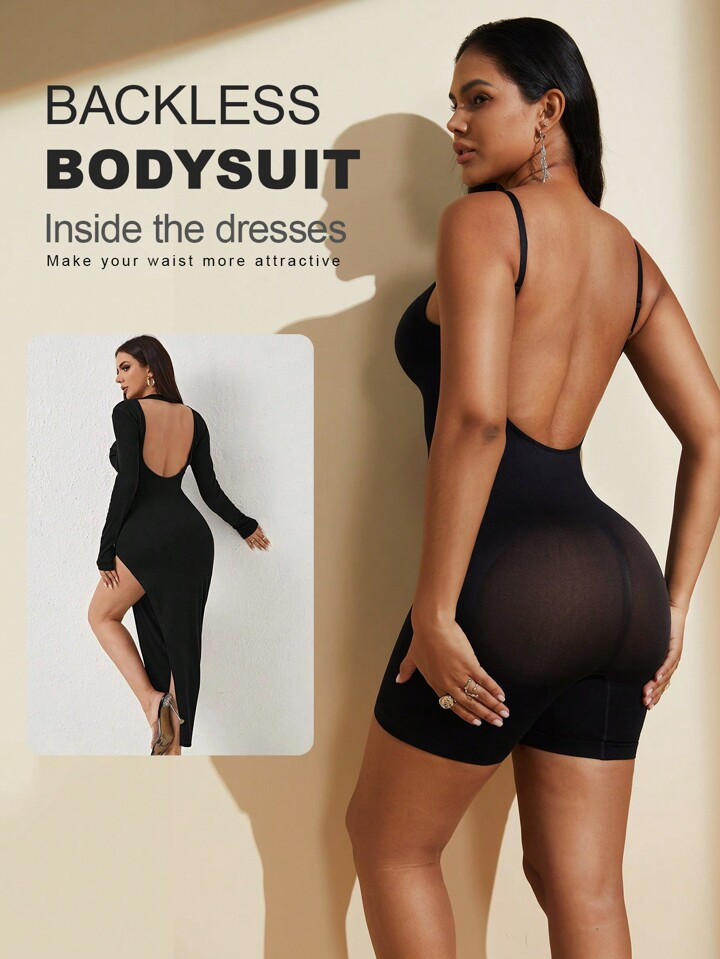 1pc Ladies' Seamless Tummy Control Backless Bodysuit, Women's Shapewear Bodysuit | SHEIN