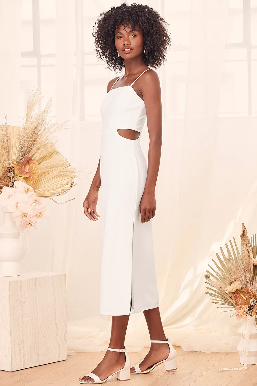 Only the Good Times White Sleeveless Cutout Midi Dress | Lulus (US)