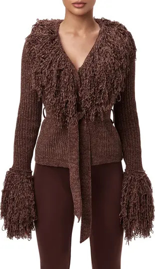 Fringe Tie Waist Chenille Cardigan | Nordstrom
