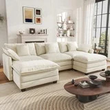 BedLuxury 111.5'' Modular Sectional Sofa with Movable Ottomans, U Shaped Cloud Couch for Living R... | Walmart (US)