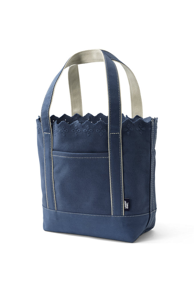 Medium Eyelet Canvas Open Top Tote - Lands' End - Blue | Lands' End (US)
