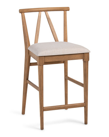 36in Solid Mahogany Counter Stool With Cushioned Seat | TJ Maxx