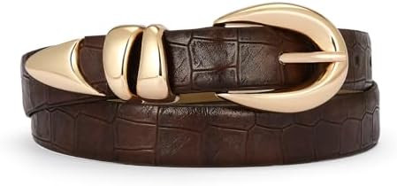 Leather Belt for Women Stylish Design with Gold Buckle | Amazon (US)