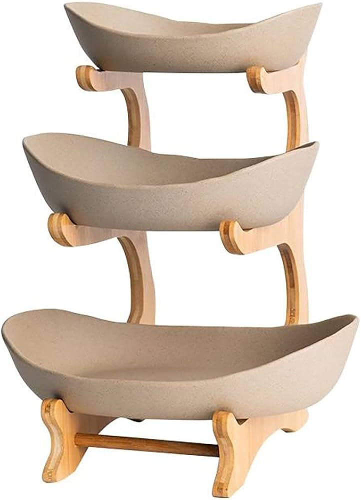 3 Tier Fruit Basket, Ceramic Fruit Bowl for Kitchen Counter, Home Fruit Bowl Set with Holder for ... | Amazon (US)