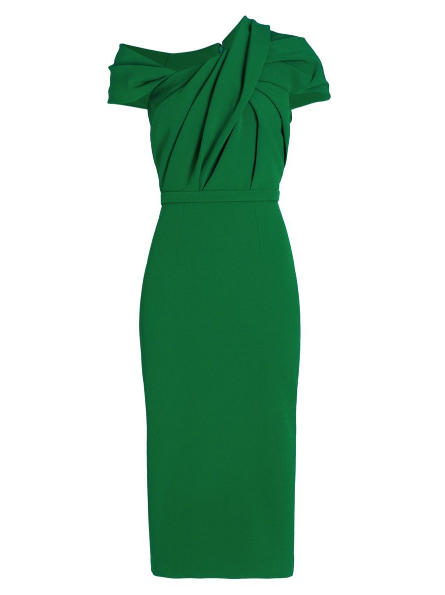 Safiyaa Asymmetric Draped Heavy Crepe Midi-Dress | Saks Fifth Avenue