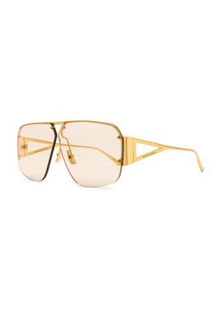 Bottega Veneta Triangle Pilot Sunglasses in Shiny Gold from Revolve.com | Revolve Clothing (Global)