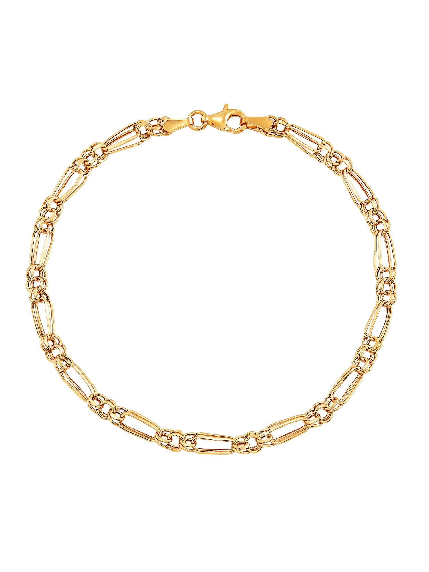 Brilliance Fine Jewelry 10K Yellow Gold Alternating Oval and Round Links Bracelet, 7.5" | Walmart (US)