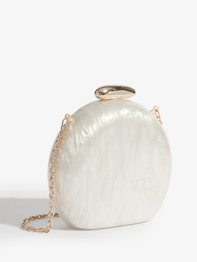 Friends Like These Bridal White Round Acrylic Clutch Bag | Next EU