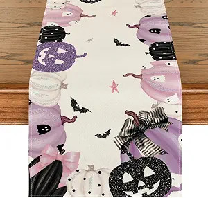 Artoid Mode 210 GSM Halloween Table Runner 13x72 Inch Home Party Decor | Purple Jack-O-Lantern Pu... | Amazon (US)