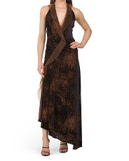Burnout Leopard Gown With Drape Detail | Marshalls