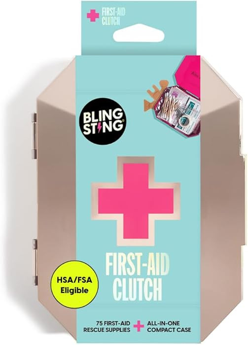 BLINGSTING First Aid Kit - 75 Essential First-aid Supplies, Bandages, Wipes, Gold Travel Case - M... | Amazon (US)