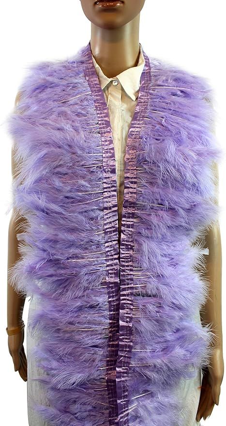 2 Yard Long, 6"-7" Height Marabou Turkey Fluff Feather Fringe Trim, Garment Accessories Feather D... | Amazon (US)