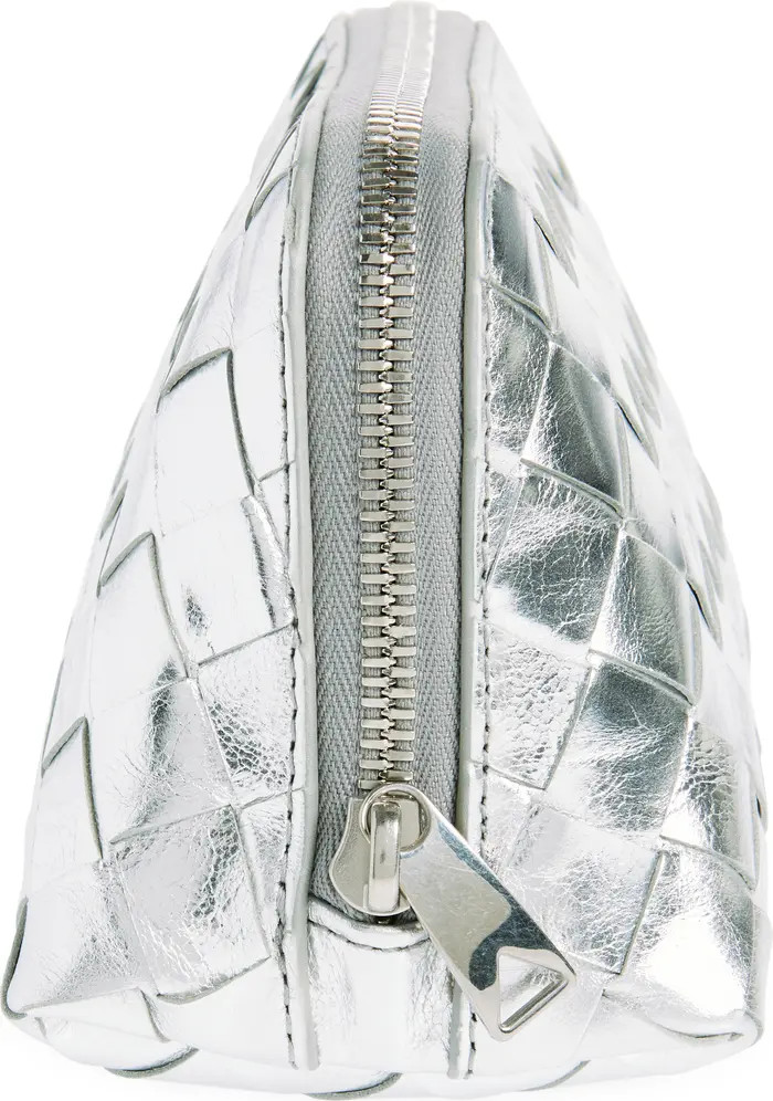 Intrecciato Metallic Leather Cosmetic Bag | Nordstrom