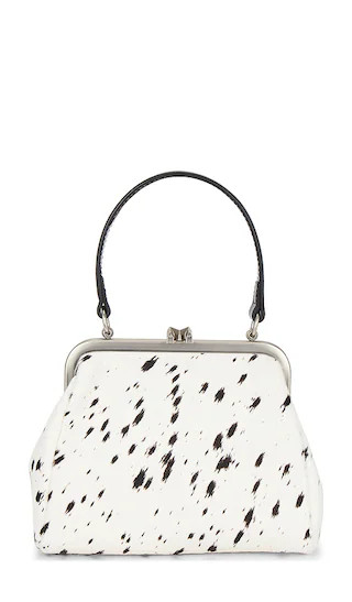 Small Cowhide Leather Metal Clasp Bag in Beige | Revolve Clothing (Global)