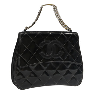 CHANEL Matelasse Chain Hand Bag Patent leather Black Silver CC Auth yk15873  | eBay | eBay US