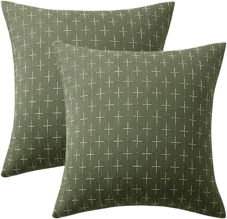 MIULEE Pack of 2 Decorative Burlap Linen Throw Pillow Covers Modern Farmhouse Pillowcase Rustic W... | Amazon (US)