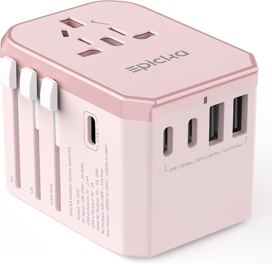 EPICKA Universal Travel Adapter, International Power Plug Adapter with 3 USB-C and 2 USB-A Ports,... | Amazon (US)