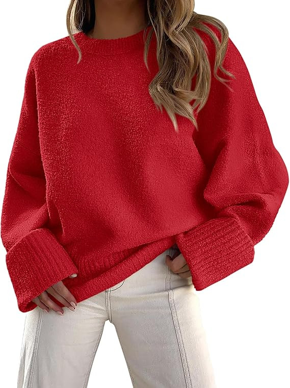 PRETTYGARDEN Women's Fall Oversized Sweaters Casual Crewneck Pullover Long Sleeve Fuzzy Chunky Kn... | Amazon (US)