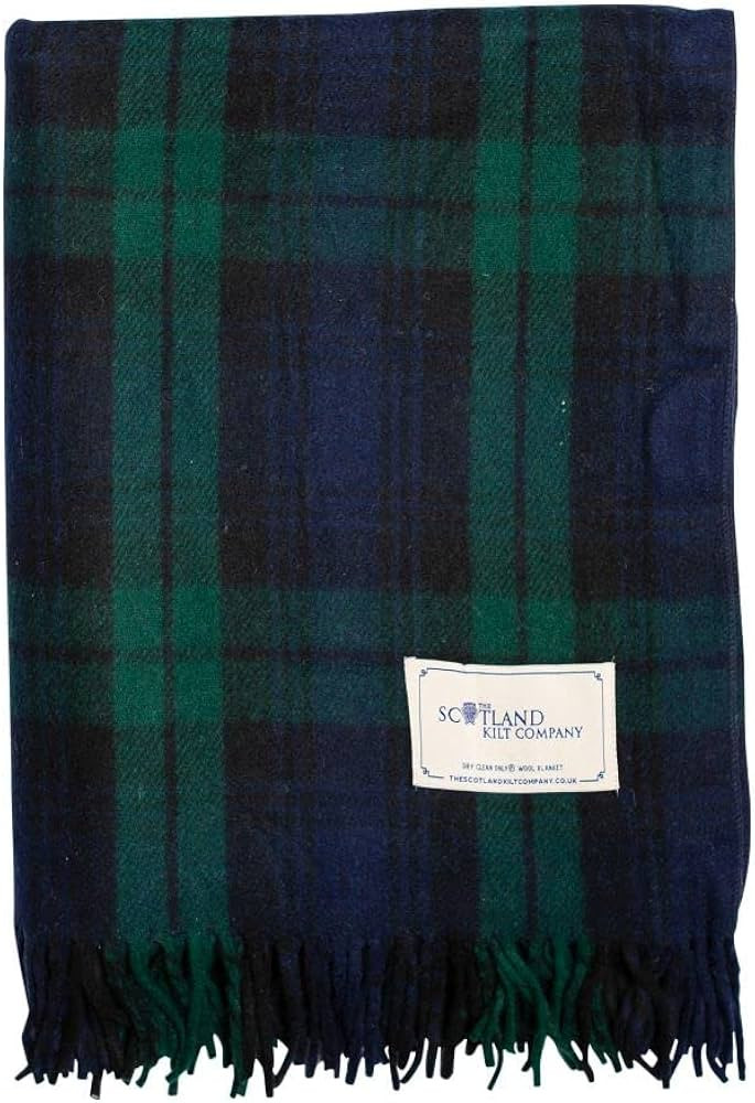 The Scotland Kilt Company Picnic Rug Scottish Tartan Throw in Black Watch - Warm 100% Wool Travel... | Amazon (US)