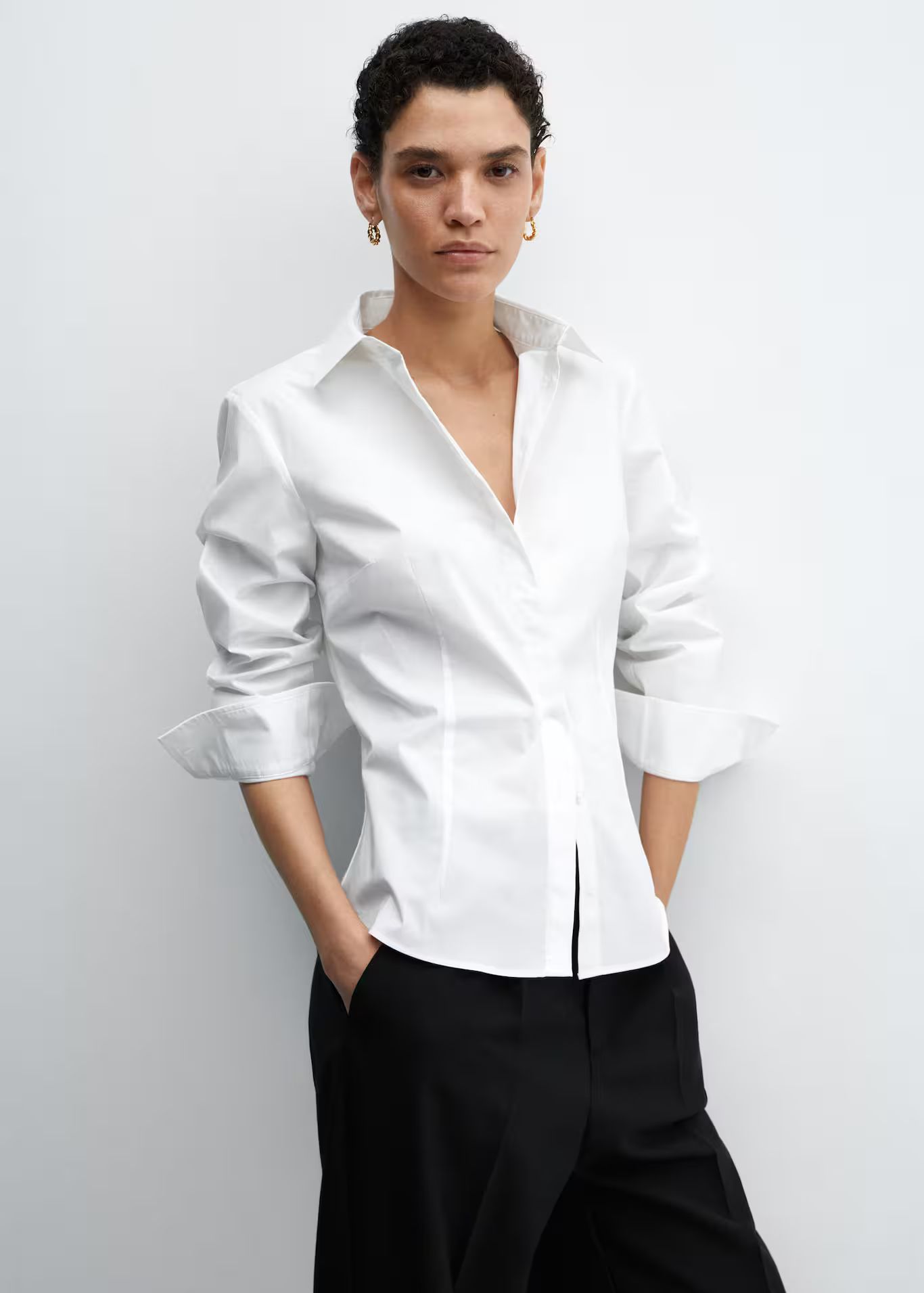 Fitted cotton shirt -  Women | Mango USA | MANGO (US)