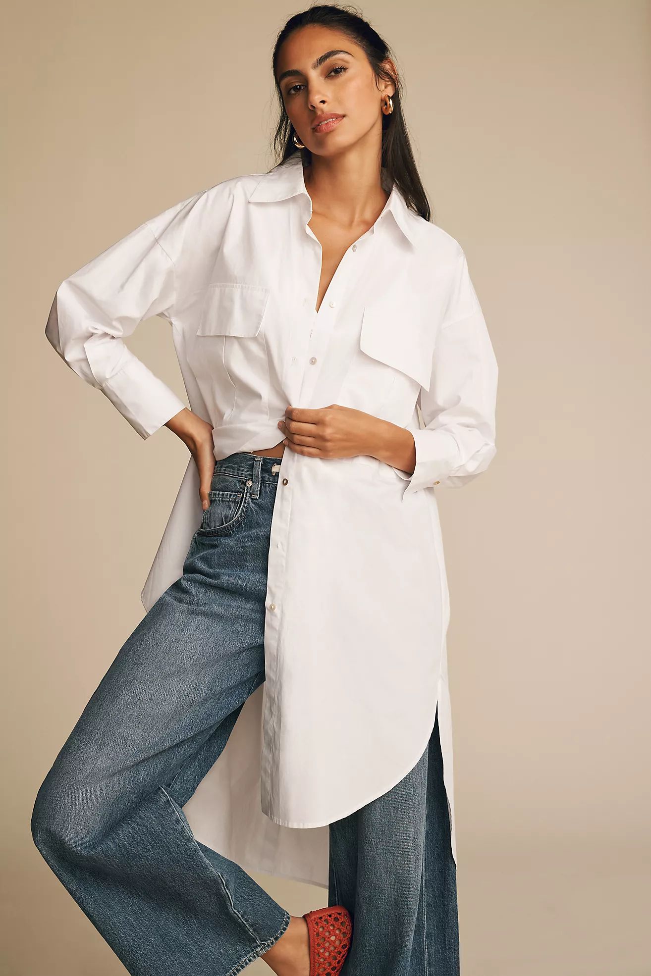 Blue Tassel Long Buttondown Shirt | Anthropologie (US)