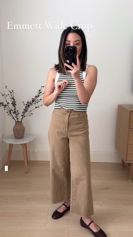 Madewell Emmett pants and drill khaki. Obsessed with these !!! So comfy and the color is stunning! I sized up for more comfort. Material
Is so soft. Went with the regular bc the petite rise is too short. Cut hems. On sale!

Madewell tank xs
Madewell Emmett pants 25. Cut hems. 
Madewell flats 5
Madewell sling bag 

Spring outfits, spring style, petite style 



#LTKshoecrush #LTKsalealert #LTKitbag