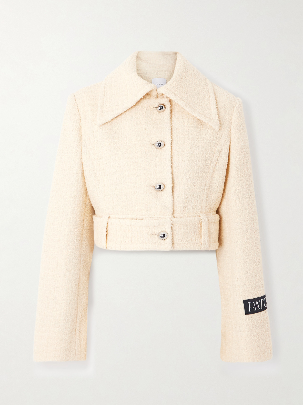 Patou - Belted Appliquéd Wool-blend Tweed Jacket - Cream | NET-A-PORTER (US)