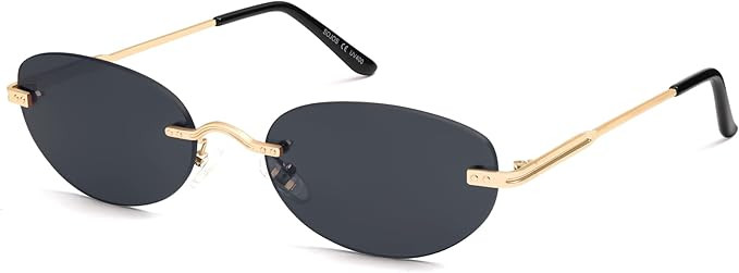 SOJOS Retro Small Oval Sunglasses Womens Trendy Rimless Sun Glasses Vintage Narrow Shades SJ1242 | Amazon (US)