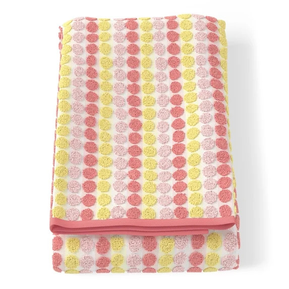 Mainstays Kids Cotton Jacquard Bath Towel, 27" x 52", Pink Dot | Walmart (US)