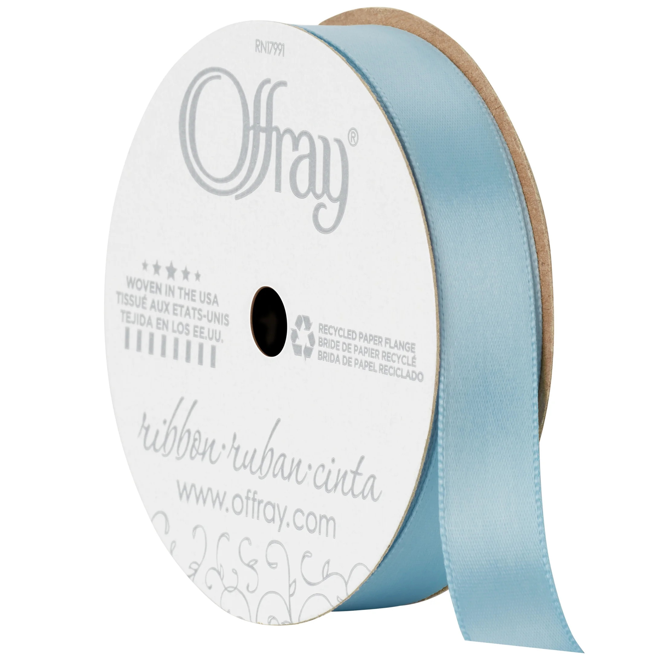 Offray Ribbon, Powder Blue 5/8 inch Single Face Satin Polyester Ribbon, 18 feet | Walmart (US)
