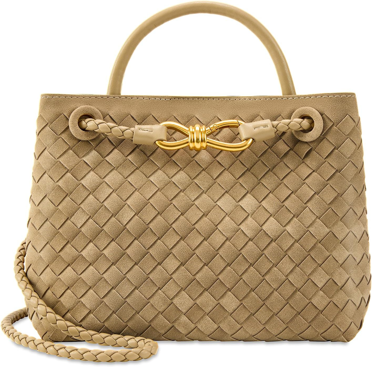 Woven Tote Bag for Women Leather Shoulder Handbag Designer Top Handle Purses | Amazon (US)