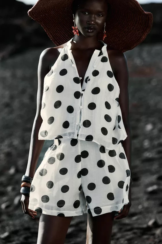 PLEATED POLKA DOT SHORTS | Zara US