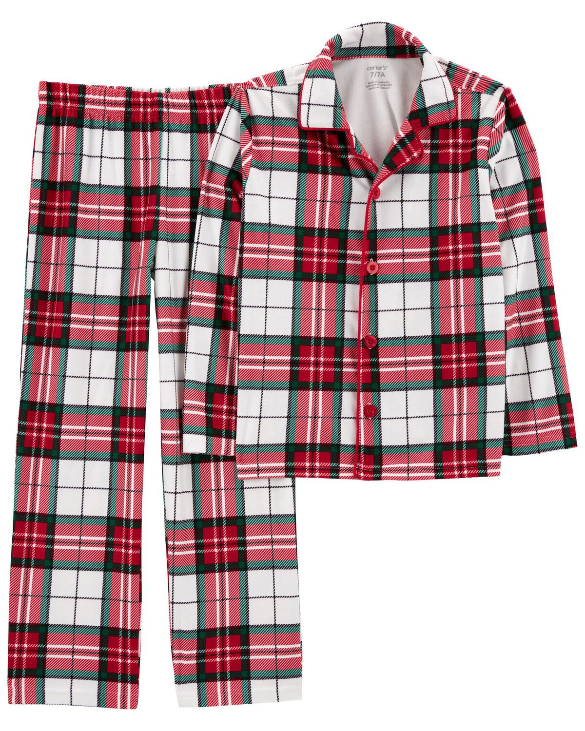Kid 2-Piece Plaid Fleece Coat Style Pajamas - Carter's | Carter's | Carter's Inc