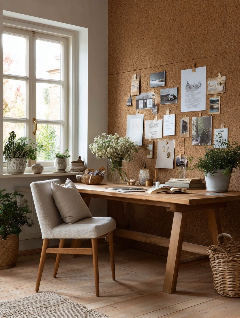 The era of bulky desks is quietly coming to an end.

As our lives become more digital, we need less storage and more inspiration.

The most beautiful home offices today aren't filled with oversized furniture and endless drawers. They're built around simple, elegant desks that create space to think, create, and focus.

A natural wood desk like this brings warmth and grounding energy into the room while keeping the space feeling light and uncluttered. It becomes a workspace without overwhelming the room.

And then there's the cork wall.

Far from a basic bulletin board, a well-designed cork wall becomes a living vision board for your ideas. Pin your goals, travel inspiration, sketches, project notes, favorite quotes, business plans, or creative concepts. Over time, it becomes a visual representation of where you're going and what you're building.

We especially love this combination because it balances productivity with creativity. The desk gives you a place to work. The cork wall gives your ideas a place to grow.

Add a few plants, natural materials, and beautiful lighting, and suddenly your office becomes more than a workspace.

✨ Less clutter. More creativity. More room for great ideas.

#HomeOfficeDesign #CorkWall #CreativeWorkspace #DeskInspiration #HomeOfficeDecor #WorkFromHome #VisionBoard #ElegantAndDriven 

 #LTKHome