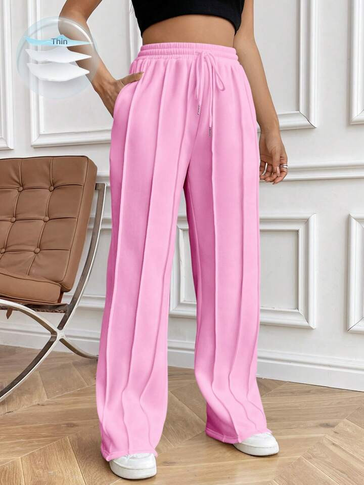 SHEIN MOOSTA Casual Solid Color Drawstring Waist Straight-Legged Shorts | SHEIN