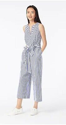 Jcrew Tall  size 8 V-neck jumpsuit in striped cotton poplin, NEW | eBay US