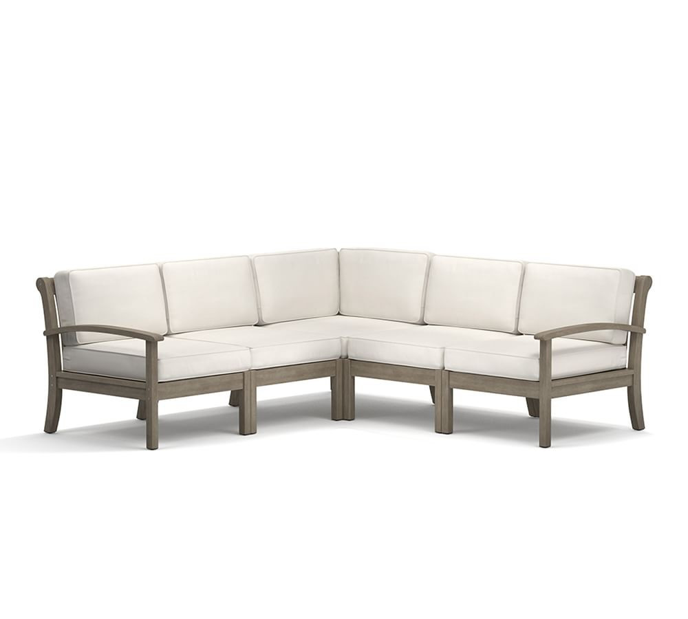 Chatham FSC® Mahogany 5-Piece Sectional, Gray | Pottery Barn (US)