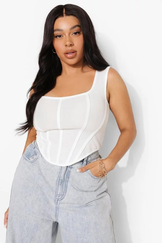 Plus Woven Structured Corset | Boohoo.com (US & CA)