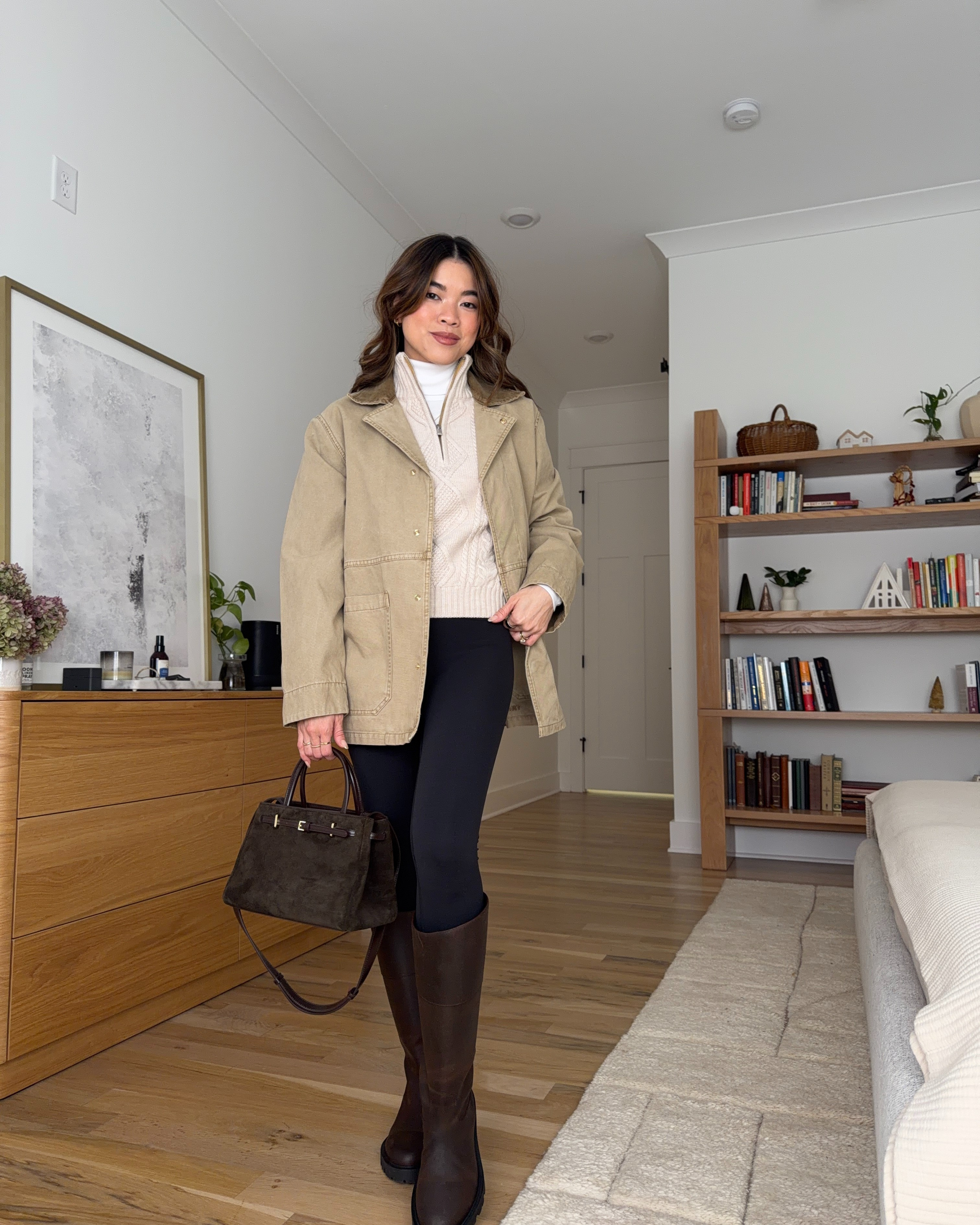 Sizing info: Long sleeve size XS, sweater size small, legging size 2 with 25” inseam, jacket XS! 
petite fashion, get dressed with me, outfit inspiration, ootd, nashville outfit, Nashville influencer, petite style, vacation style, casual outfits, mom style, petite pants, winter dress, winter outfit, winter pants, winter outfit inpso, winter outfit idea, winter top, winter style, winter sweater, cozy sweater, cold weather sweater, cold weather outfit, winter bag, winter purse, jacket, winter jacket, winter coat, barn jacket, warm coat, leggings, lululemon leggings, 
 

 

#LTKootd #LTKmomlife #LTKPetite