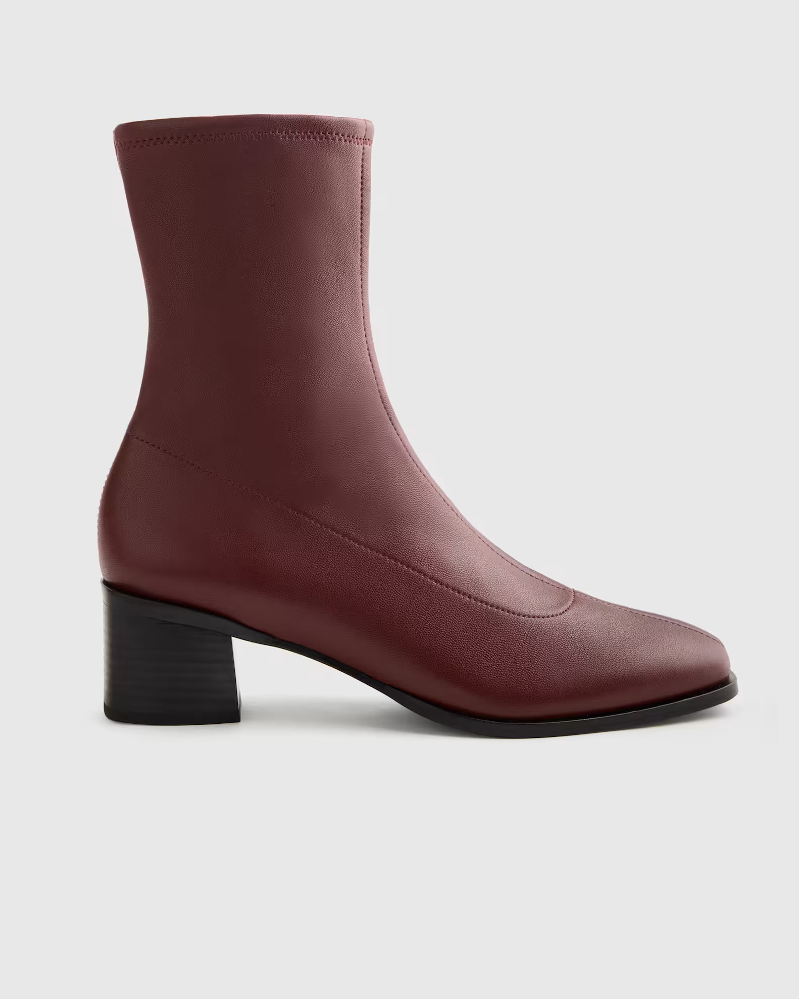 Italian Leather Stretch Sock Bootie in Merlot | Quince