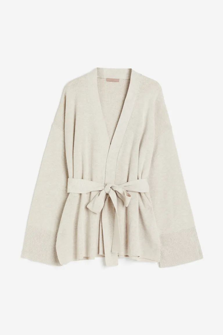 Fine-knit Cardigan with Tie Belt | H&M (US + CA)