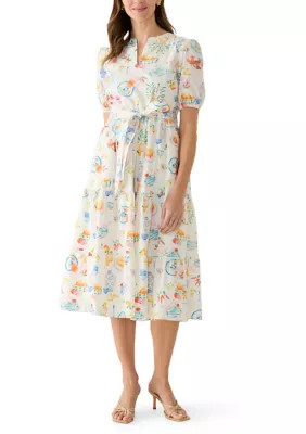 Women's Tiered Postcard Print Midi Dress | Belk