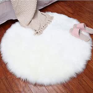 HEBE Faux Fur Rug White Round Area Rugs 3 Ft Circle Carpet Shag Rug Indoor Ultra Soft Fluffy Bedr... | Amazon (US)