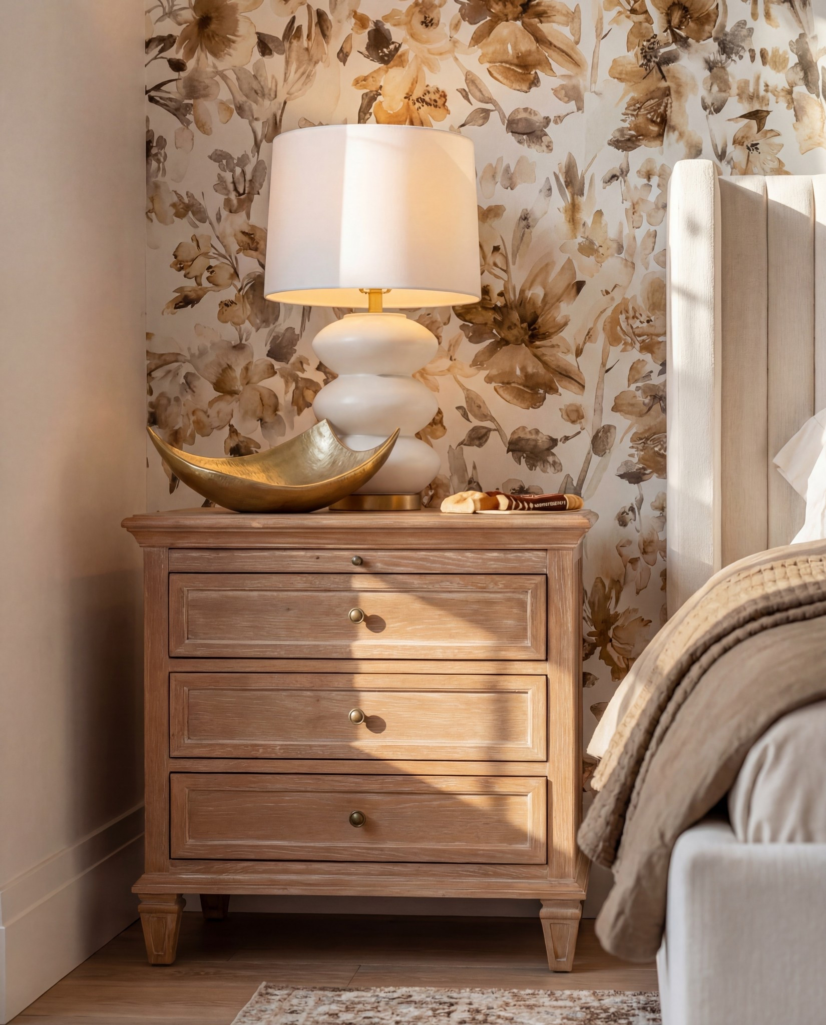 ✨ Shop the Look
Channel-tufted upholstered bed | Layered neutral bedding | Chunky knit throw | Boucle sculptural bench | Warm floral wallpaper | Natural wood nightstands | White ceramic table lamps | Vintage-inspired area rug | Coffered wood ceiling

#LTKSaleAlert #LTKFindsUnder100 #LTKHome