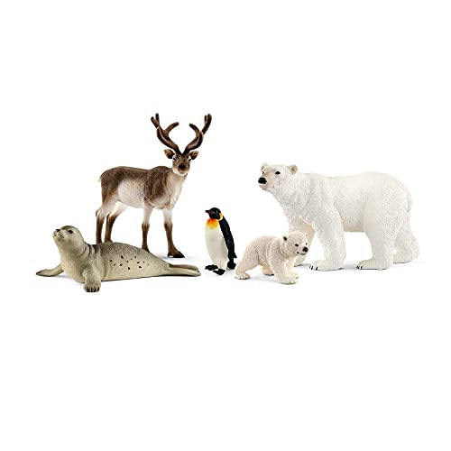 Schleich Wild Life Realistic Arctic Polar Animal Figurine Playset - 5-Piece High Detail Arctic Animal Toys Featuring Reindeer, Polar Bear Figure, Penguin, and Seal Figurines, Gift for Kids Ages 3+ | Amazon (US)